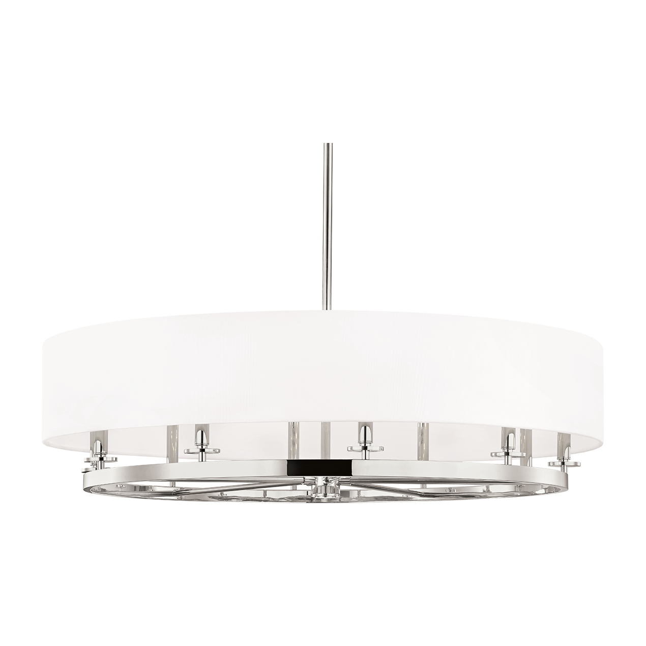 10-Light Linen Drum Chandelier / Polished Nickel