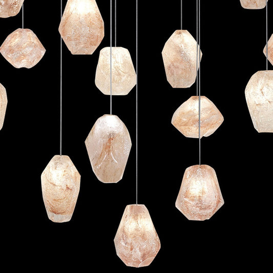32-Inch Natural Quartz Round Pendant / Silver