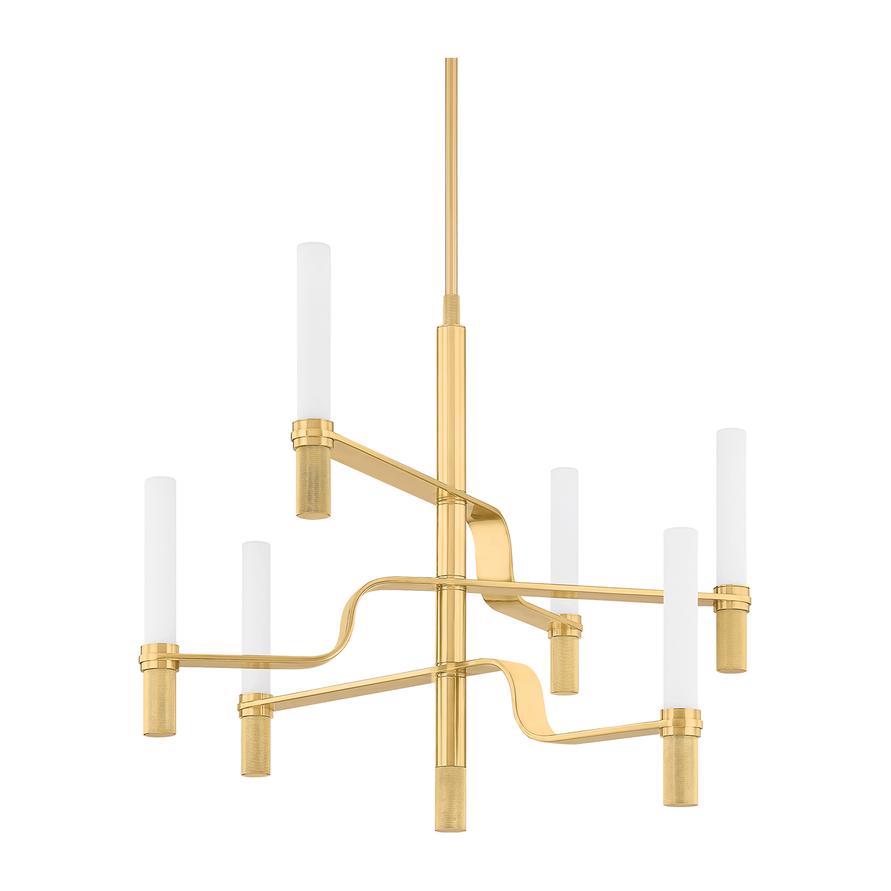 6-Light Aged Brass Glass Tube Chandelier / Default Title