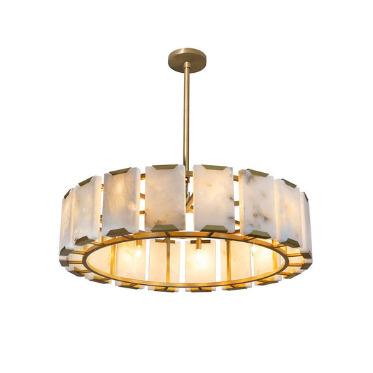 Alabaster Panel Brushed Gold Chandelier