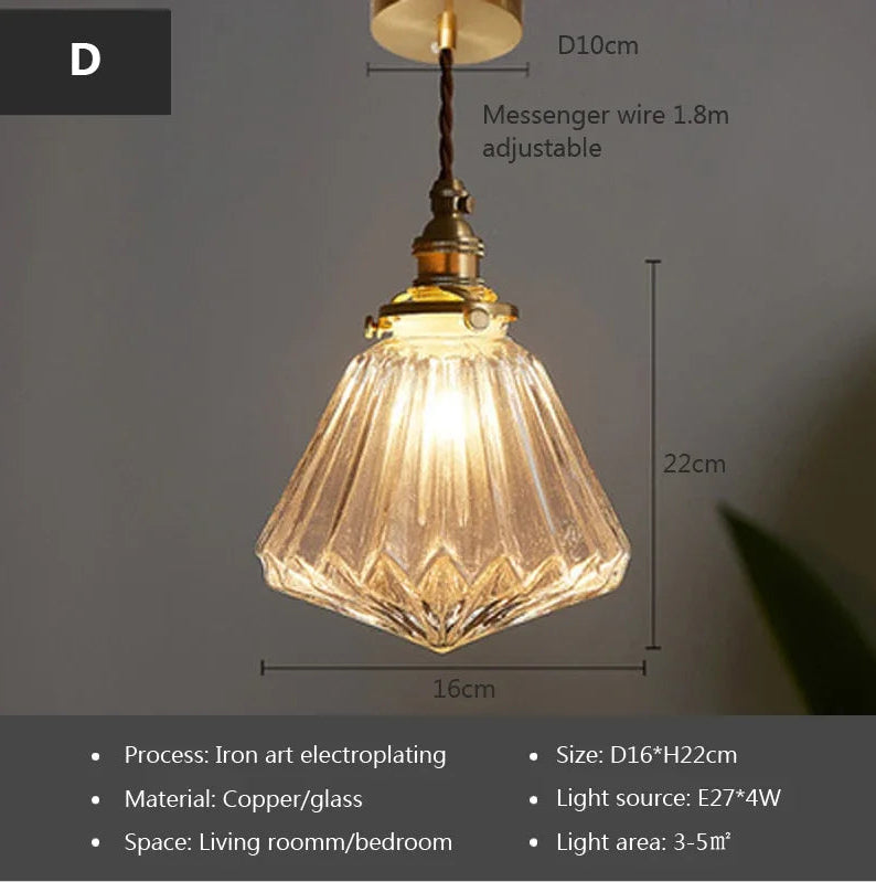 Brass Glass Globe Pendant Light