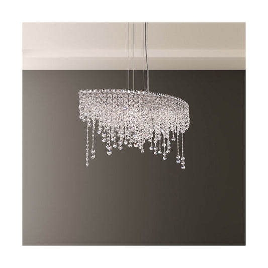 Crystal Strand Circular Linear Pendant Light / Clear Radiance