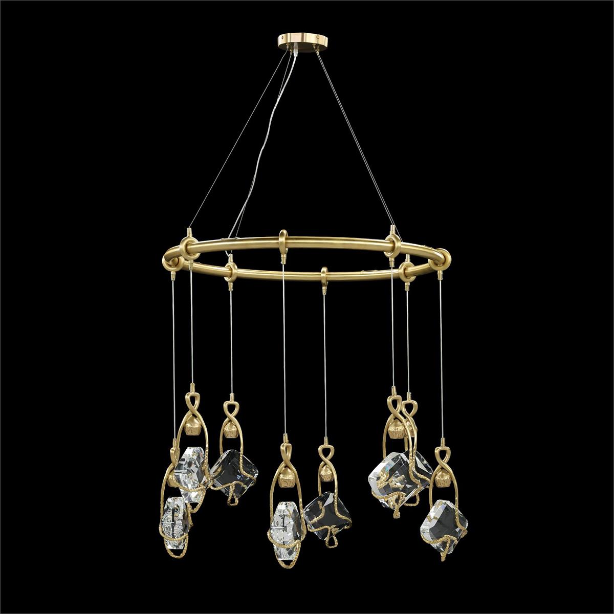 Eight-Light Antique Brass Crystal Chandelier