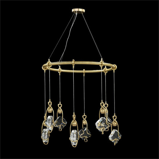 Eight-Light Antique Brass Crystal Chandelier