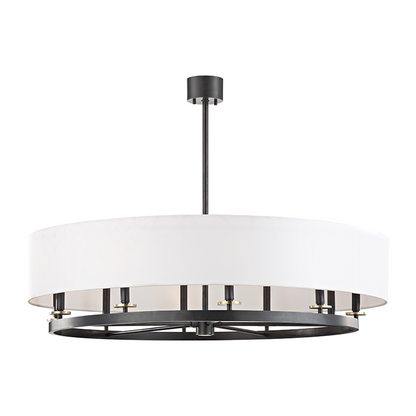 10-Light Linen Drum Chandelier / Aged Old Bronze