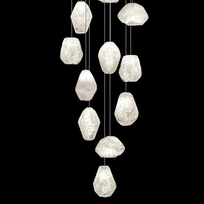 19-Inch Clear Quartz Square Pendant Light / Silver