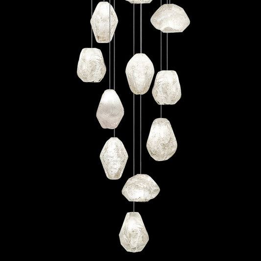 19-Inch Clear Quartz Square Pendant Light / Silver
