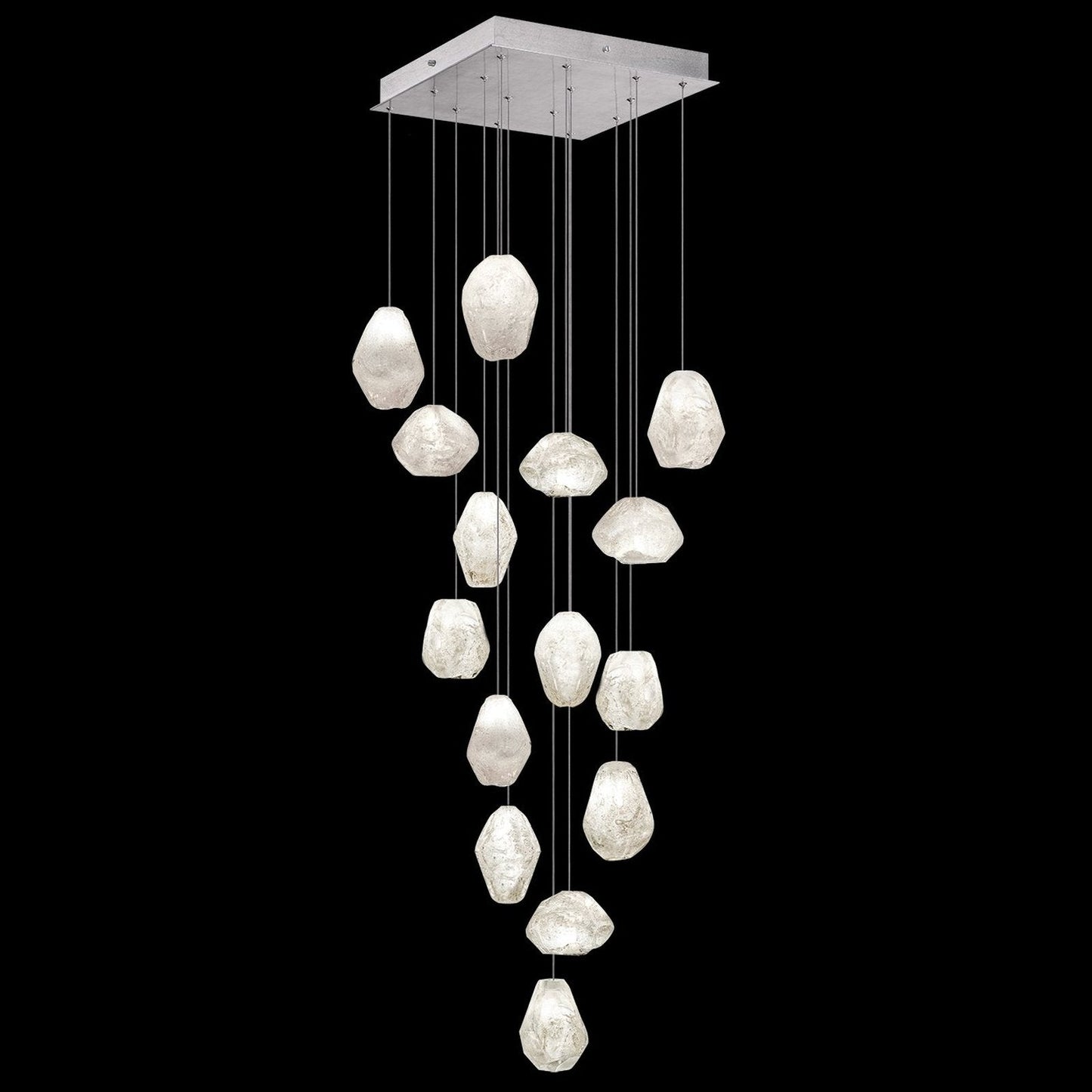 19-Inch Clear Quartz Square Pendant Light