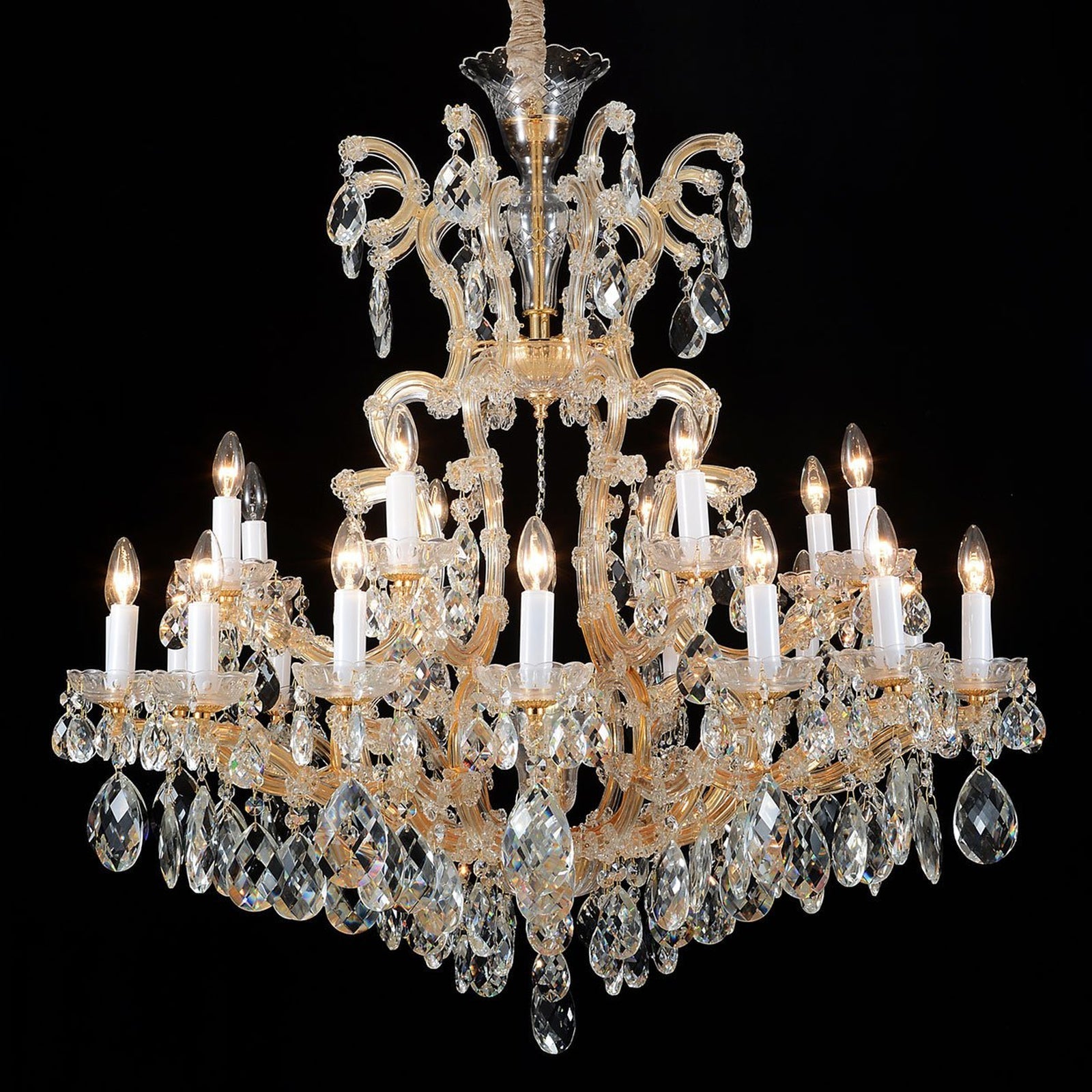 25-Light Gold Crystal Chandelier / Gold