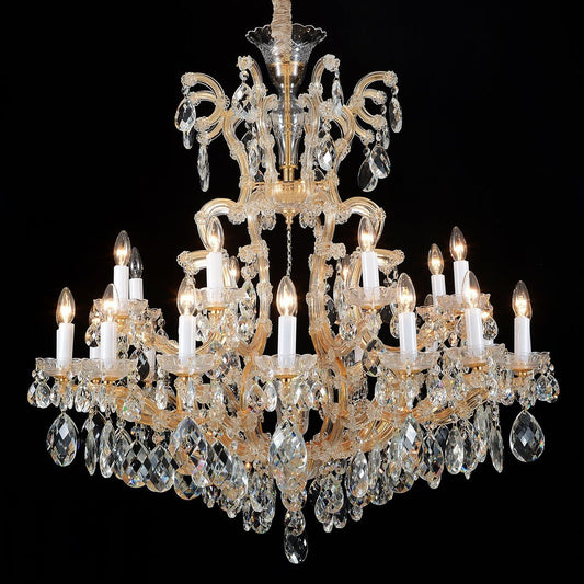 25-Light Gold Crystal Chandelier / Gold