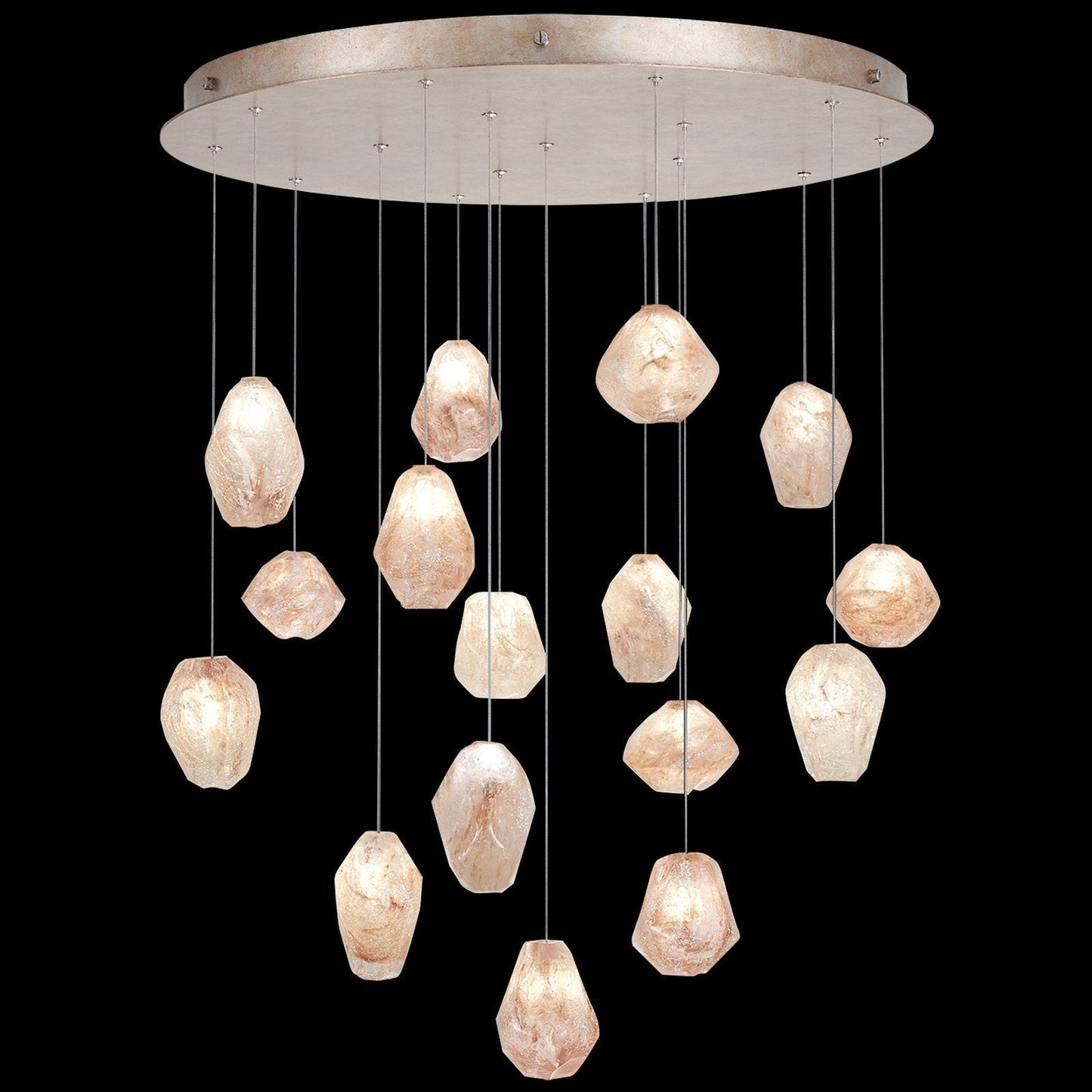 32-Inch Natural Quartz Round Pendant / Gold