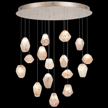 32-Inch Natural Quartz Round Pendant / Gold