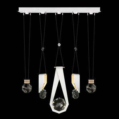 43-Inch Five-Drop Crystal LED Pendant / White