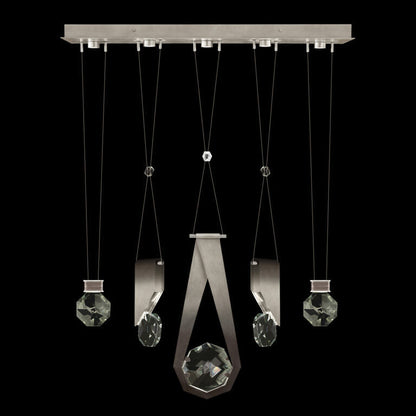 43-Inch Five-Drop Crystal LED Pendant / Soft Ombre Silver