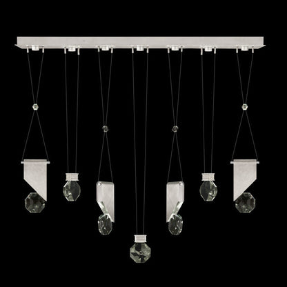60-Inch Seven-Drop Crystal LED Pendant / Brushed Silver