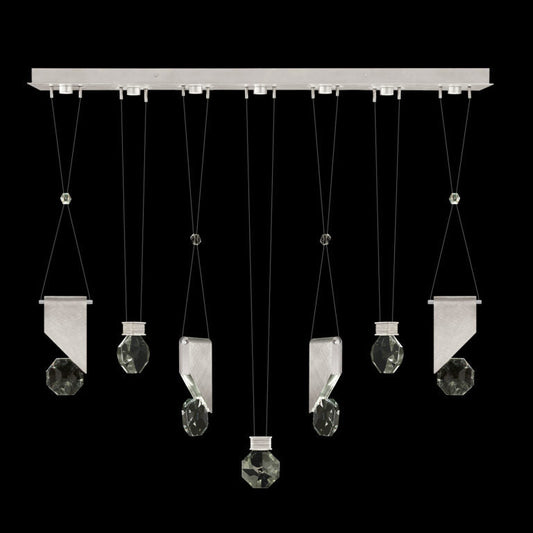 60-Inch Seven-Drop Crystal LED Pendant / Brushed Silver