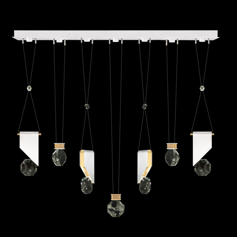 60-Inch Seven-Drop Crystal LED Pendant / White