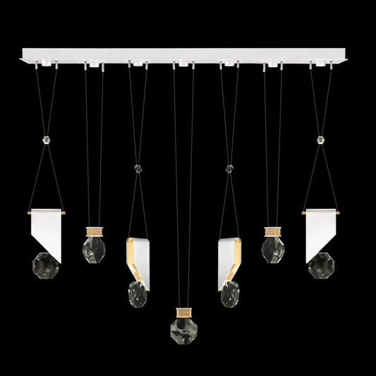 60-Inch Seven-Drop Crystal LED Pendant / White
