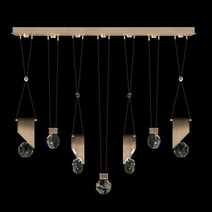60-Inch Seven-Drop Crystal LED Pendant / Bronze