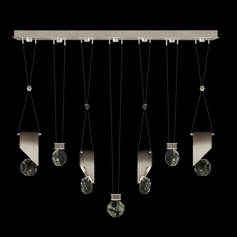 60-Inch Seven-Drop Crystal LED Pendant / Soft Ombre Silver