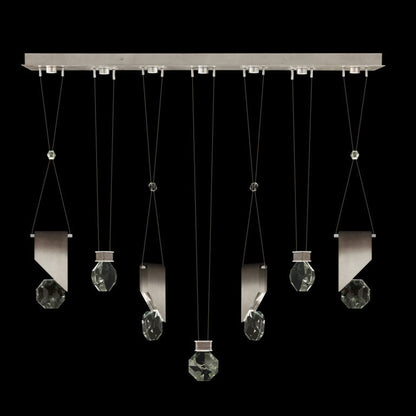 60-Inch Seven-Drop Crystal LED Pendant / Soft Ombre Silver