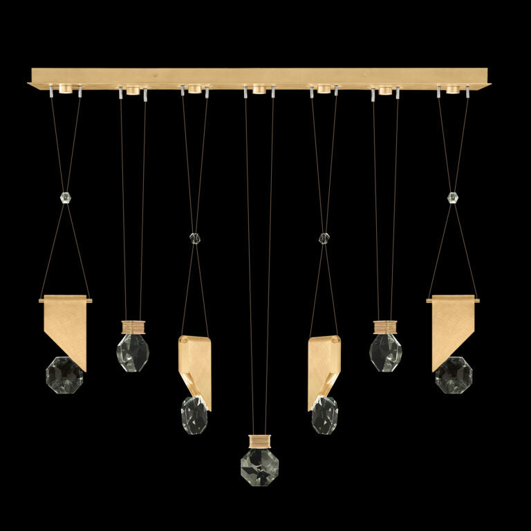 60-Inch Seven-Drop Crystal LED Pendant / Gold
