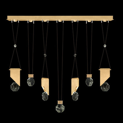 60-Inch Seven-Drop Crystal LED Pendant / Gold