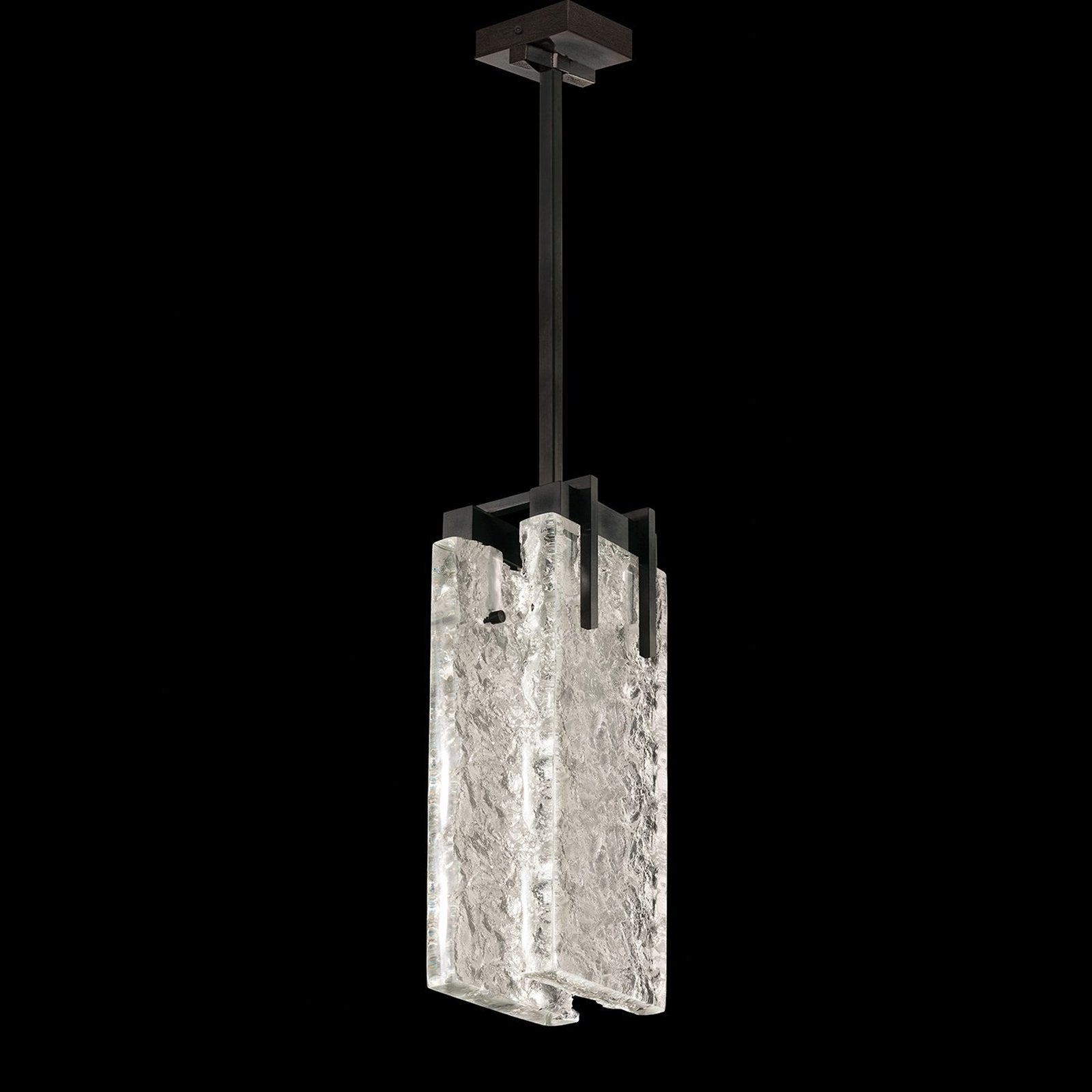 7.75-Inch Textured Cast Crystal LED Pendant / Black / Clear