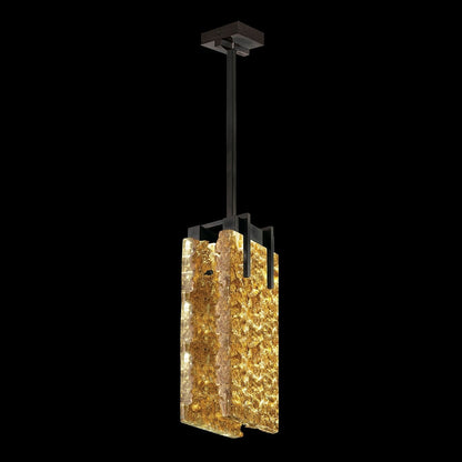 7.75-Inch Textured Cast Crystal LED Pendant / Silver / Clear
