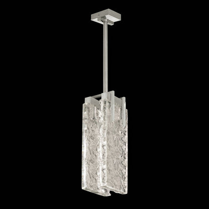 7.75-Inch Textured Cast Crystal LED Pendant / Gold / Clear