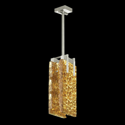 7.75-Inch Textured Cast Crystal LED Pendant / Black / Rake Clear
