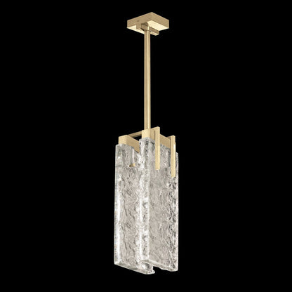 7.75-Inch Textured Cast Crystal LED Pendant / Gold / Rake Clear