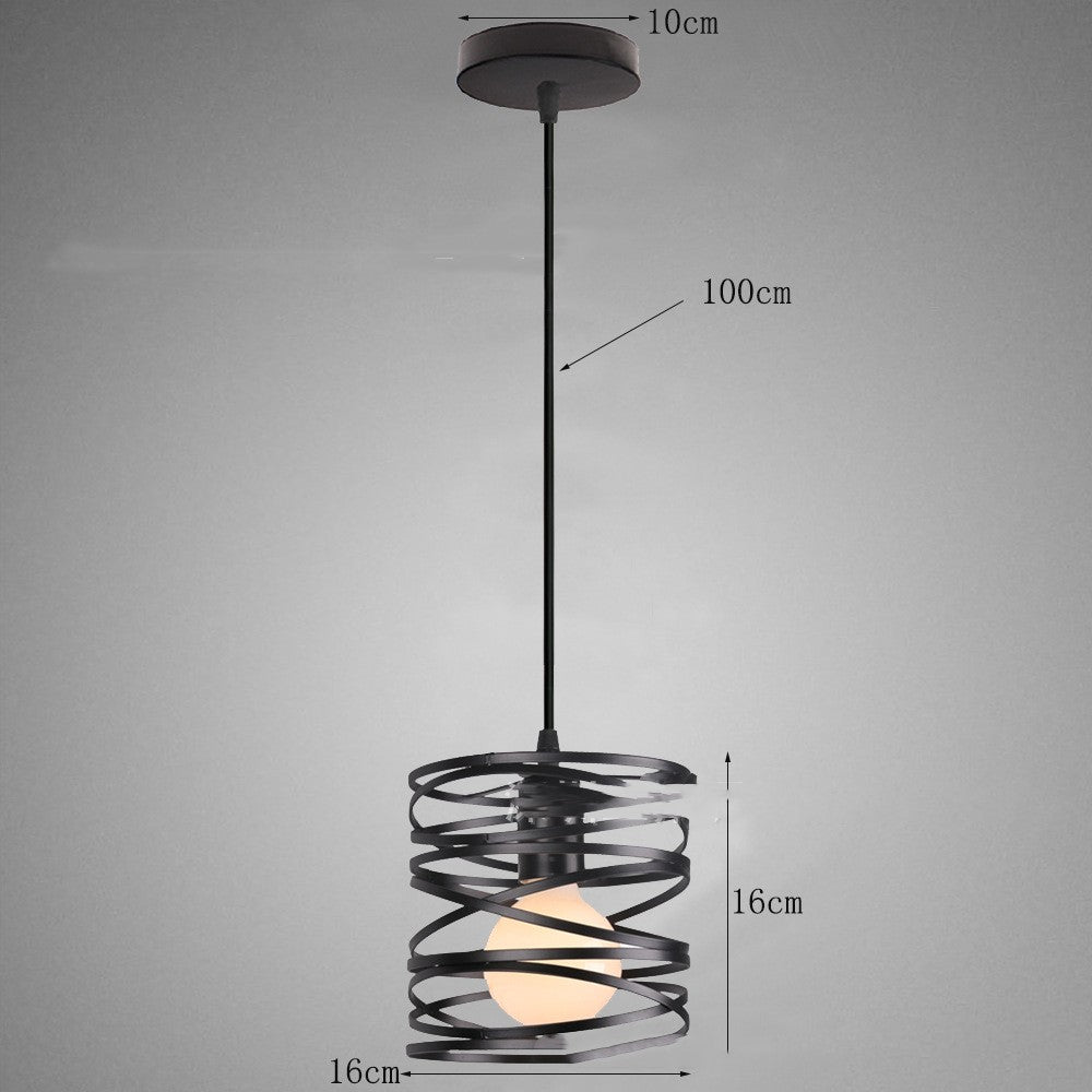 Adjustable Black Iron LED Pendant Light / D Style White