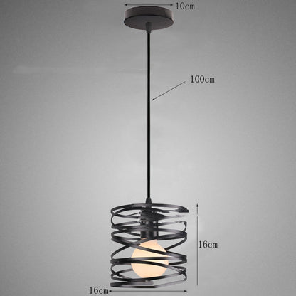 Adjustable Black Iron LED Pendant Light / D Style White