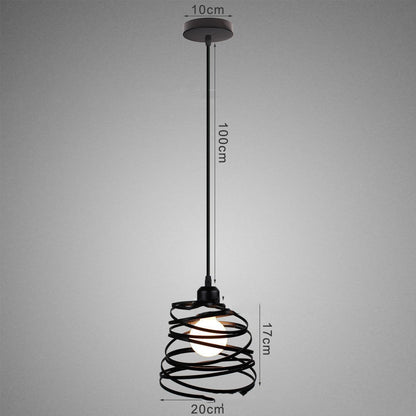 Adjustable Black Iron LED Pendant Light / C Green and black large