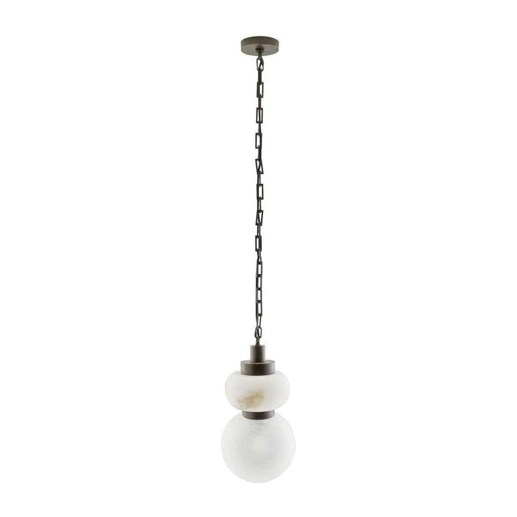 Alabaster and Swirl Glass Pendant Light / Small
