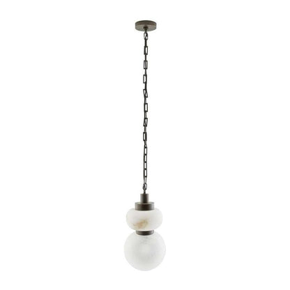 Alabaster and Swirl Glass Pendant Light / Small