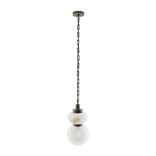 Alabaster and Swirl Glass Pendant Light / Small