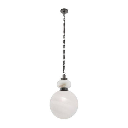 Alabaster and Swirl Glass Pendant Light / Large