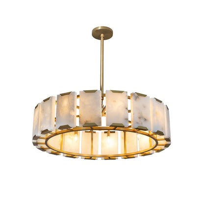 Alabaster Panel Brushed Gold Chandelier