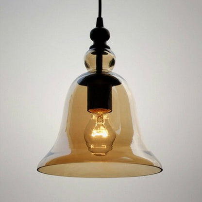 Bell-Shaped Glass Pendant Light / Light Source Not Included / Transparent Color