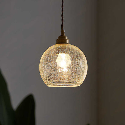 Brass Glass Globe Pendant Light / Size 17.5 * 15cm / White Light