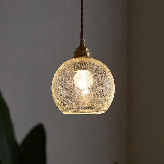 Brass Glass Globe Pendant Light / Size 17.5 * 15cm / White Light