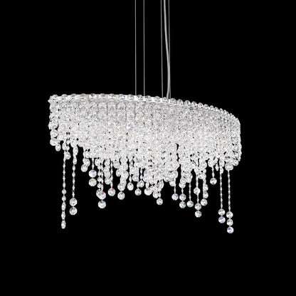 Crystal Strand Circular Linear Pendant Light / Clear Optic Crystal