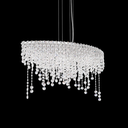 Crystal Strand Circular Linear Pendant Light / Clear Optic Crystal