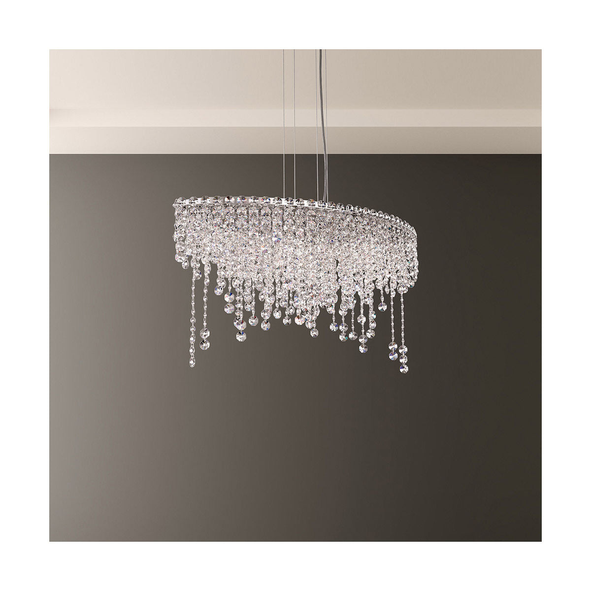 Crystal Strand Circular Linear Pendant Light / Clear Radiance