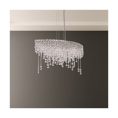 Crystal Strand Circular Linear Pendant Light / Clear Radiance