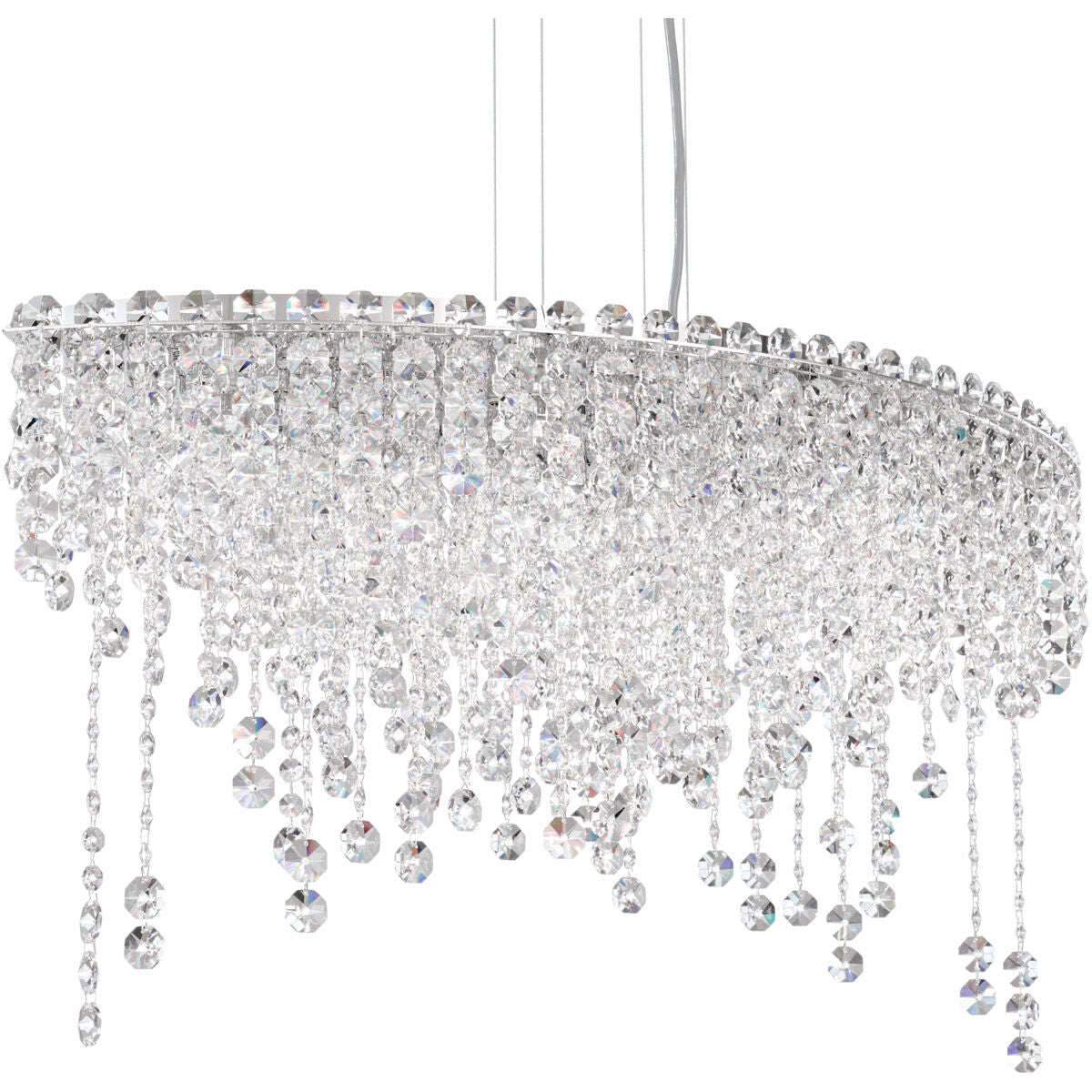 Crystal Strand Circular Linear Pendant Light