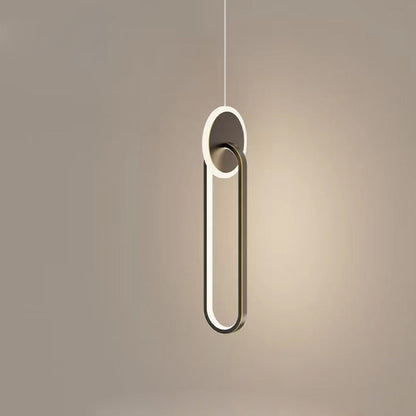 Double-Ring Black LED Pendant Light / Long style / White light