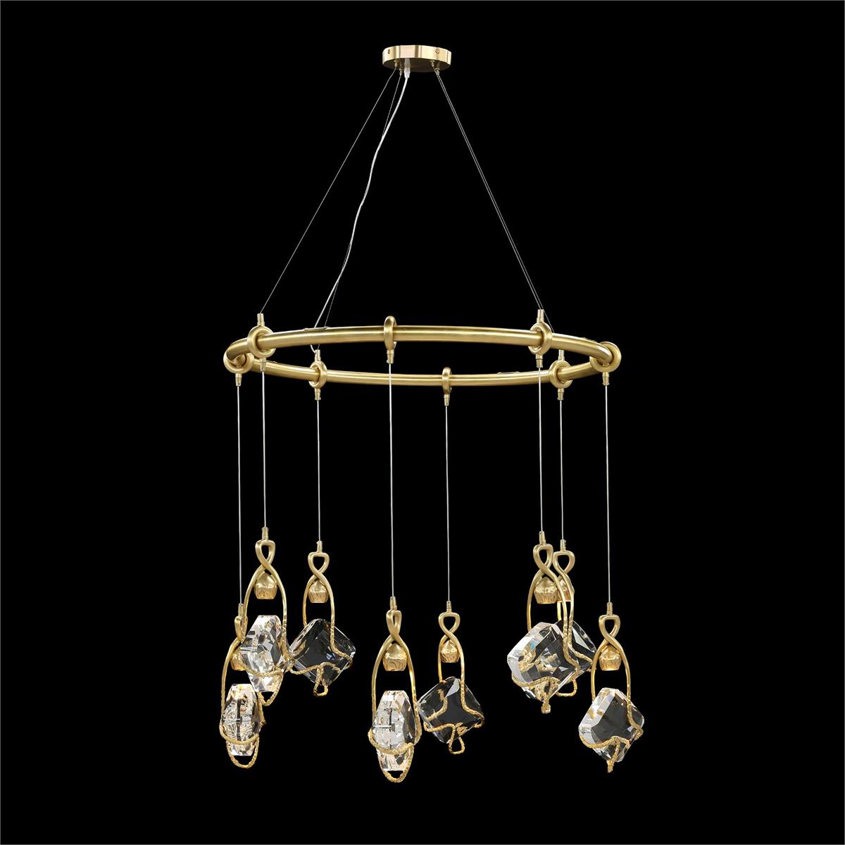 Eight-Light Antique Brass Crystal Chandelier / Default Title